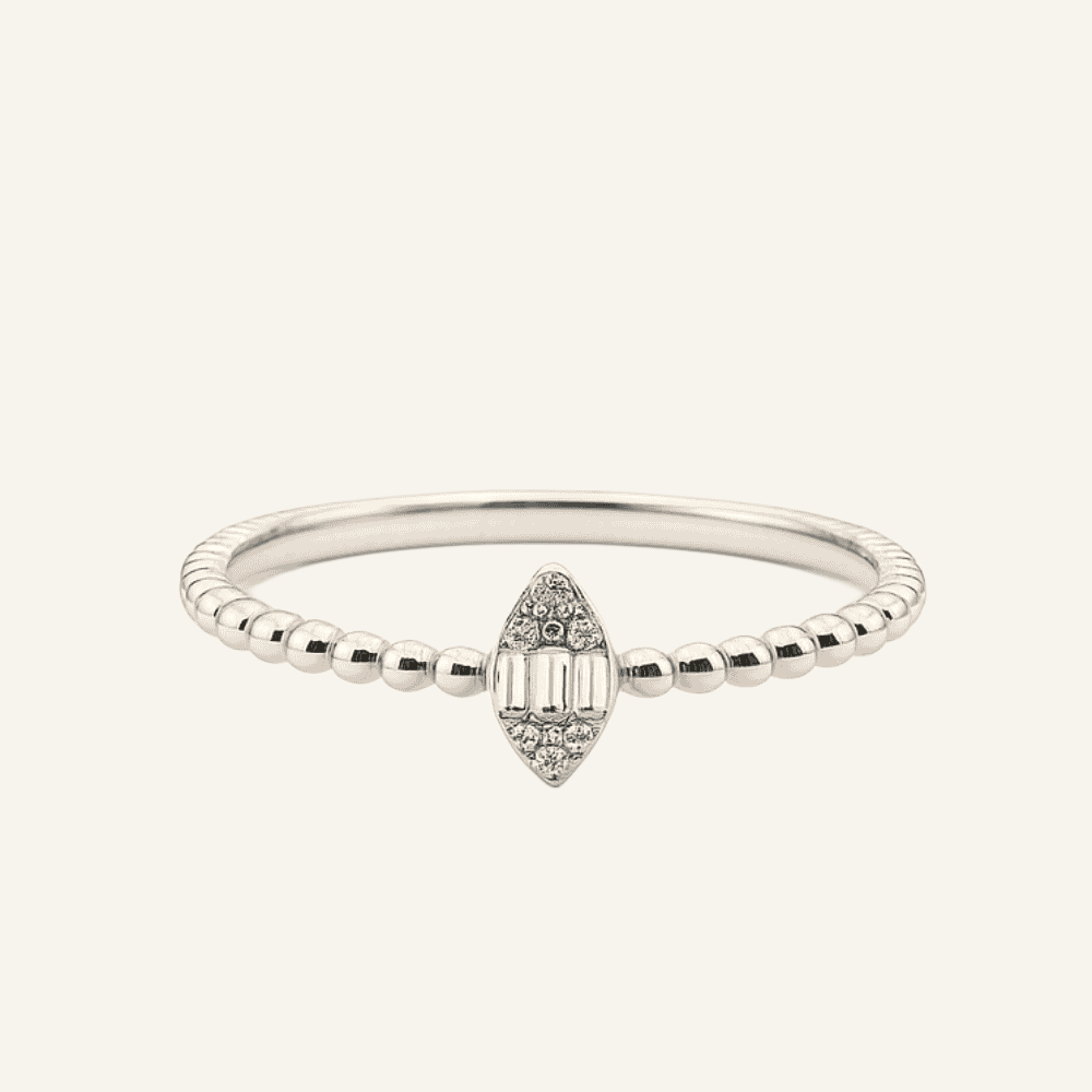 Marquise Shape 18k Gold and Diamond Ring - Image 1