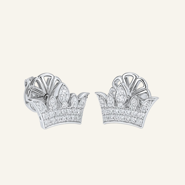Crown 18k Gold and Diamond Earring