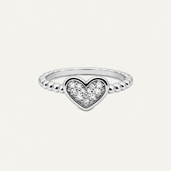 18k White Gold and Diamond Bold Heart Ring