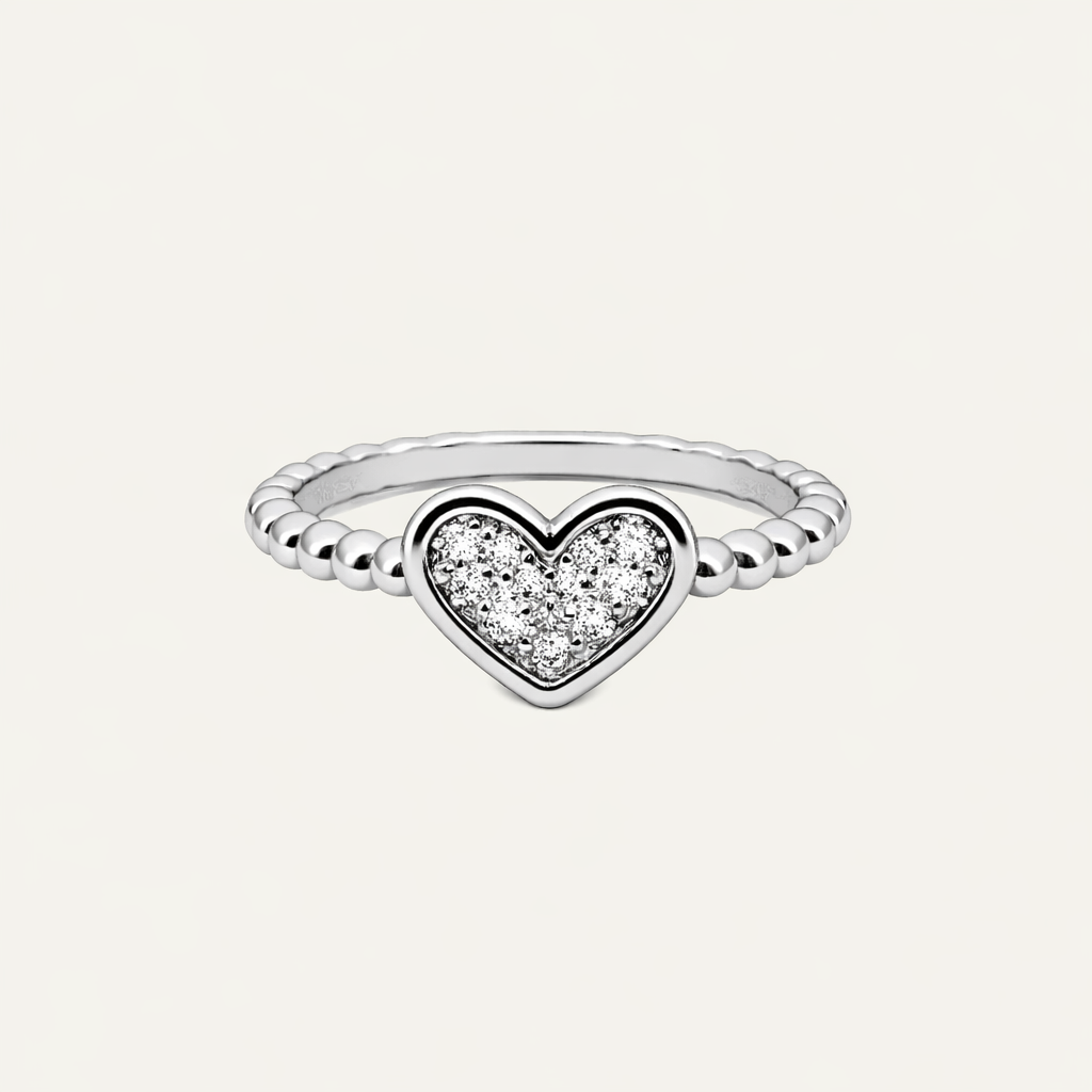 18k White Gold and Diamond Bold Heart Ring - Image 1