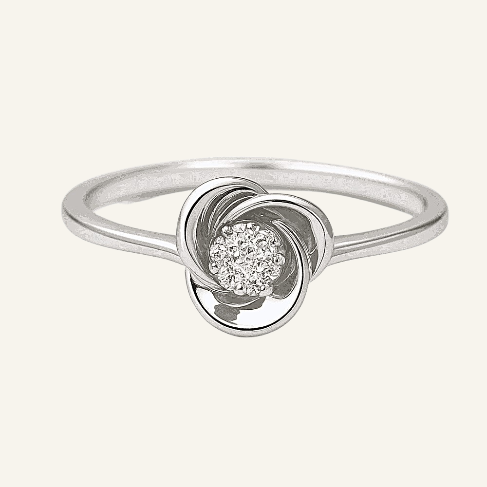 18k Gold Unique Floral Diamond Ring - Image 1