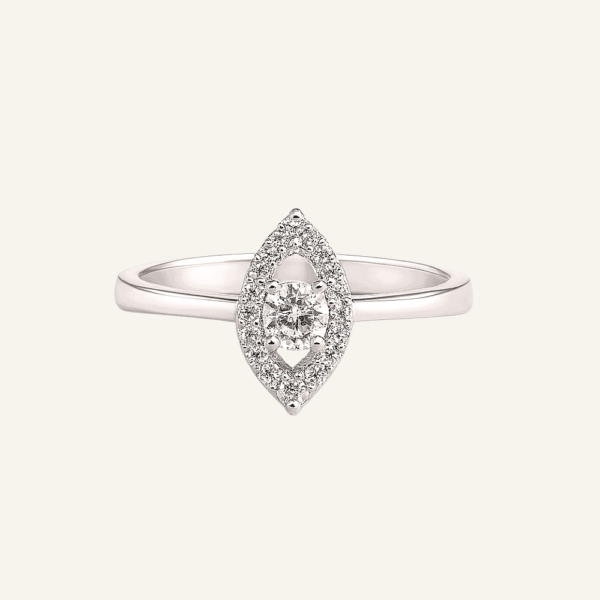 18k Gold Marquise-Halo Diamond Ring