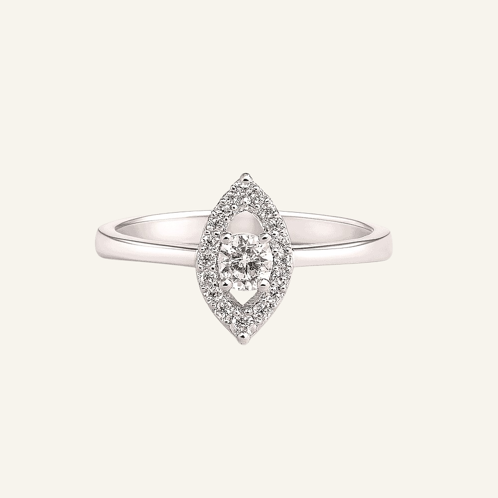 18k Gold Marquise-Halo Diamond Ring - Image 1