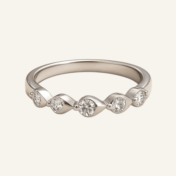 18k Gold Diamond Pear Motif Band