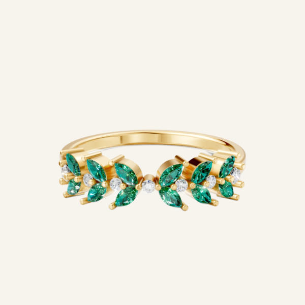 18k Natural Emerald Leaf Ring