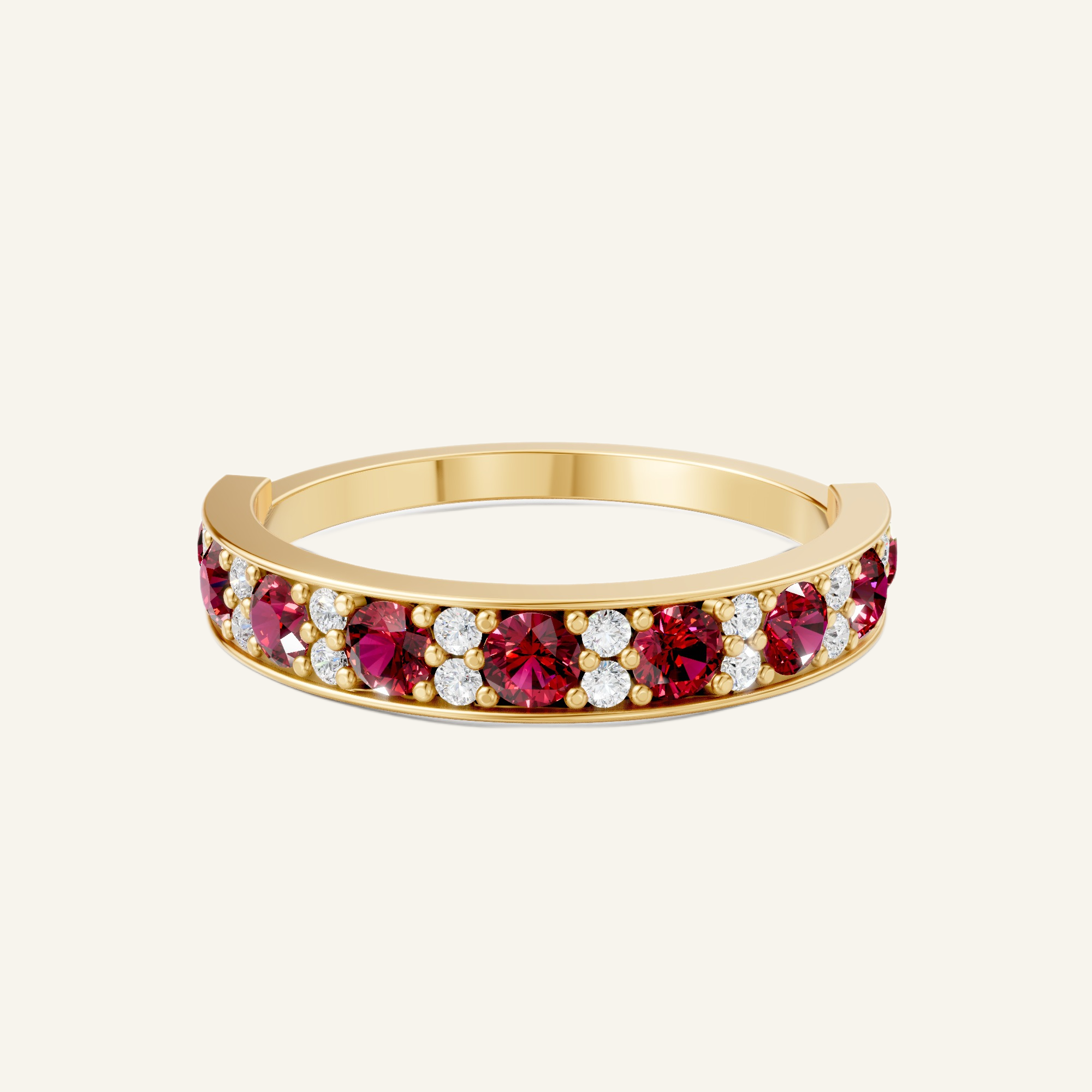 18k Ruby Half Band - Image 1