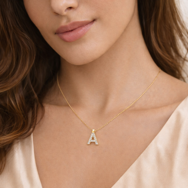 18K Gold Diamond Initial Necklace - Image 3