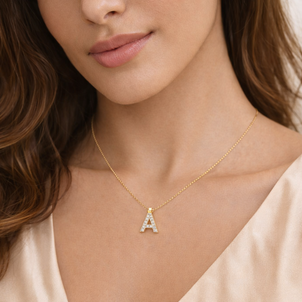 18K Gold Diamond Initial Necklace - Image 3