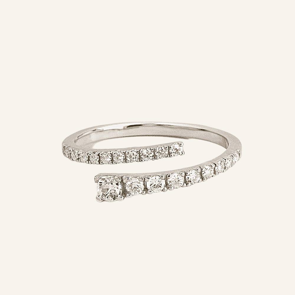 18k Gold Diamond Spiral Ring - Image 1