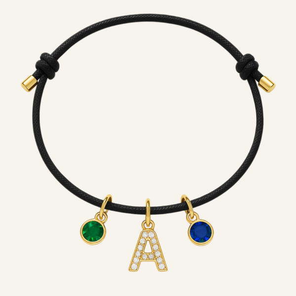 18k Initial Charm Cord Bracelet
