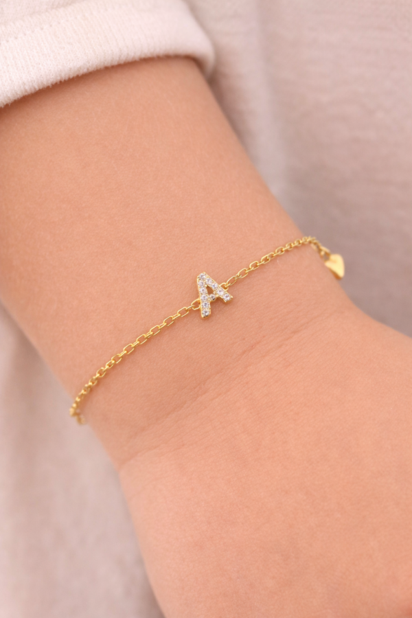 18K Gold Diamond Kids Initial Bracelet