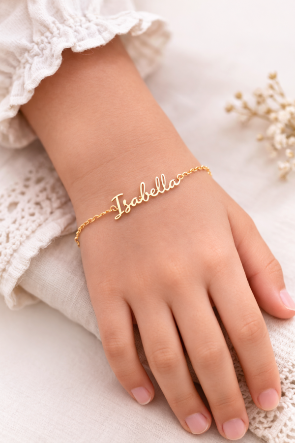 18K Solid Gold Name Bracelet - Image 3
