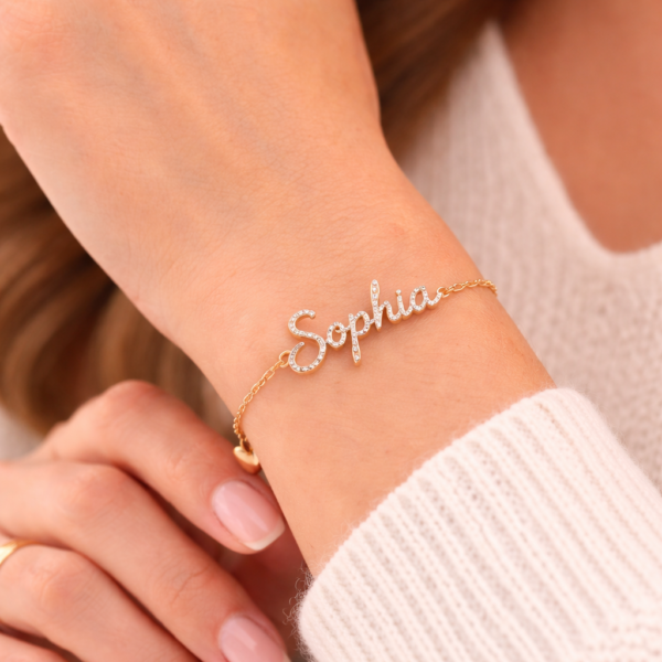 18K Gold Diamond  Name Bracelet